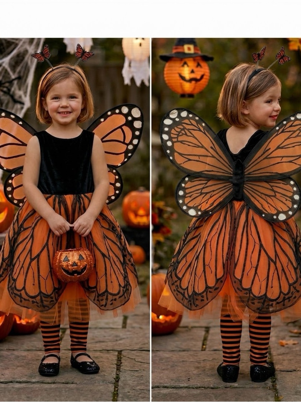 Pottery Barn Kids Orange and Black Butterfly Costume with Wings
